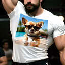 Tシャツ メンズ キッズ 犬ファン 半袖 春夏 プリント カジュアル かわいい 人間用 フィットネス サングラス チワワ プール 日差し 夏 休暇