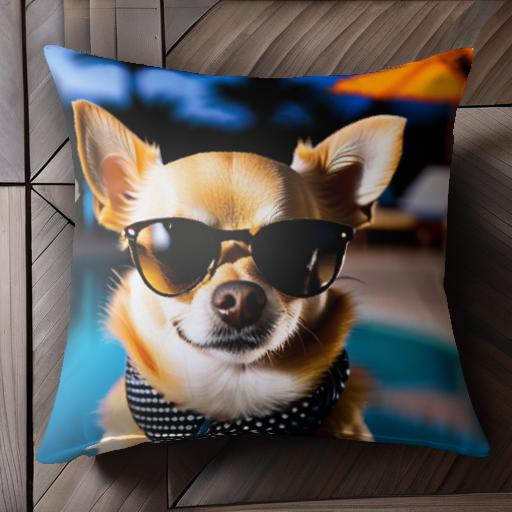サングラス チワワ プール パラソル クッションカバー 45×45cm アニマル柄 おしゃれ 可愛い クッション..