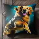 宇宙 ゴールデンレトリバー 星 犬のハーネス クッションカバー 45×45cm アニマル柄 おしゃれ 可愛い クッション本体付き 正方形