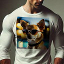 長袖Tシャツ 人間用 メンズ 秋春夏 プリント レジャー アウトドア カジュアル かわいい サングラス チワワ プール 夜景