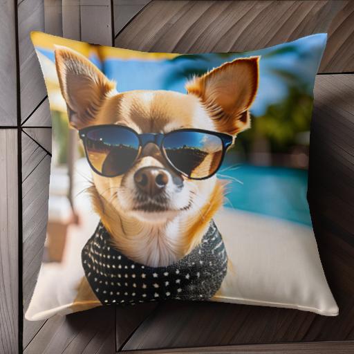 サングラス チワワ バンダナ プール パラソル 椰子の木 クッションカバー 45×45cm アニマル柄 おしゃれ..