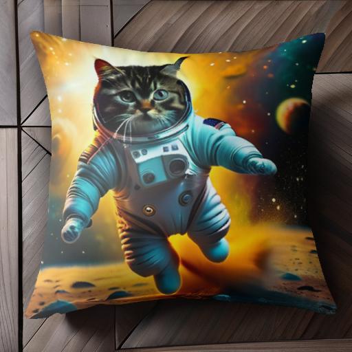宇宙 猫 アーティストイメージ スペーススーツ クッションカバー 45×45cm アニマル柄 おしゃれ 可愛い ..