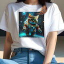Tシャツ レディース 犬ファン 半袖 春夏 プリント カジュアル かわいい 人間用 フィットネス 宇宙 その他 猫 可愛い スペーススーツ(4)