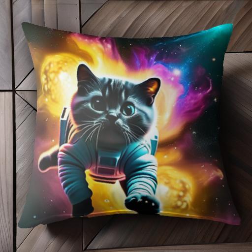宇宙 その他 猫 宇宙服 銀河 銀河背景 クッションカバー 45×45cm アニマル柄 おしゃれ 可愛い クッショ..