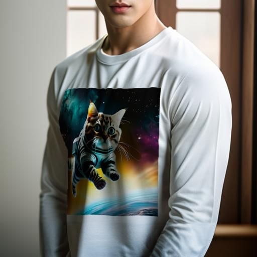 長袖Tシャツ 人間用 メンズ 秋春夏 プリント レジャー アウトドア カジュアル かわいい 宇宙 猫 宇宙服 星空 地球