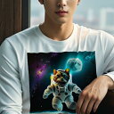 長袖Tシャツ 人間用 メンズ 秋春夏 プリント レジャー アウトドア カジュアル かわいい 猫 宇宙服 宇宙 惑星