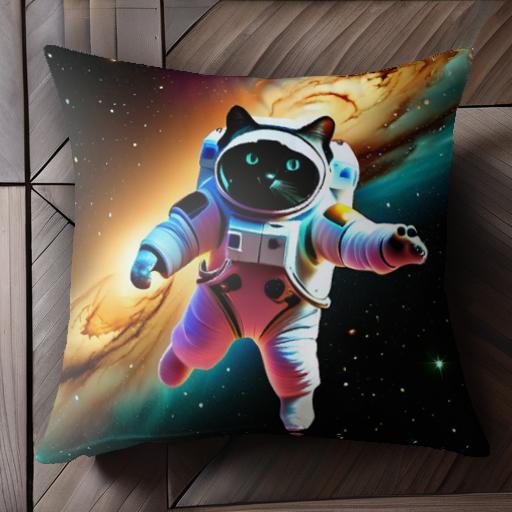 宇宙 宇宙服 ネコ 銀河 クッションカバー 45×45cm アニマル柄 おしゃれ 可愛い クッション本体付き 正方形