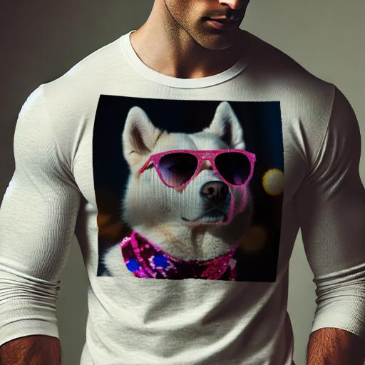 長袖Tシャツ 人間用 メンズ 秋春夏 プリント レジャー アウトドア カジュアル かわいい サングラス シベリアンハスキー スパンコールドレス 夜