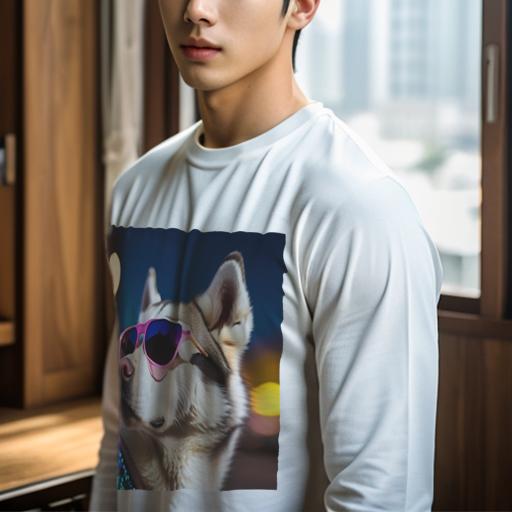 長袖Tシャツ 人間用 メンズ 秋春夏 プリント レジャー アウトドア カジュアル かわいい サングラス シベリアンハスキー イルミネーション 夜景