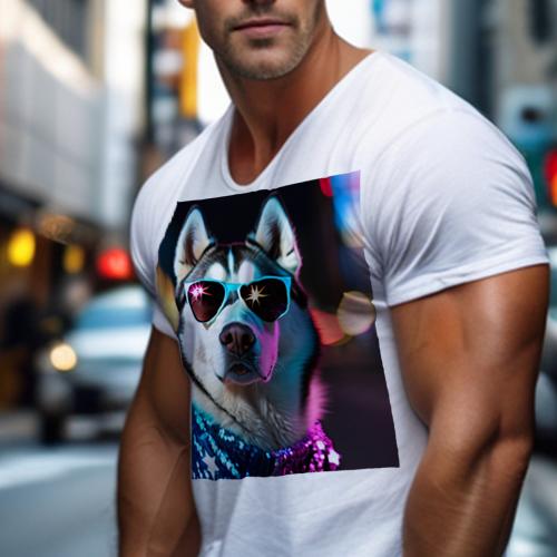 Tシャツ メンズ キッズ 犬ファン 半袖 春夏 プリント カジュアル かわいい 人間用 フィットネス サングラス シベリアンハスキー 夜 ライト 派手 街