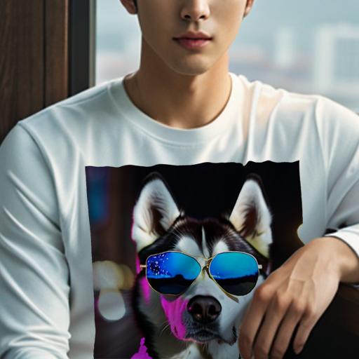 長袖Tシャツ 人間用 メンズ 秋春夏 プリント レジャー アウトドア カジュアル かわいい サングラス シベリアンハスキー 夜 光 ファッション