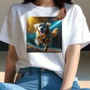 Tシャツ レディース 犬ファン 半袖 春夏 プリント カジュアル かわいい 人間用 フィットネス 宇宙 ゴールデンレトリバー 惑星 星(4)