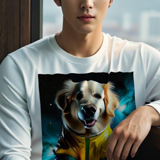 長袖Tシャツ 人間用 メンズ 秋春夏 プリント レジャー アウトドア カジュアル かわいい 宇宙 ゴールデンレトリバー 宇宙服 星