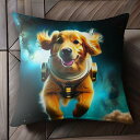 宇宙 ゴールデンレトリバー 星 クッションカバー 45×45cm アニマル柄 おしゃれ 可愛い クッション本体付き 正方形