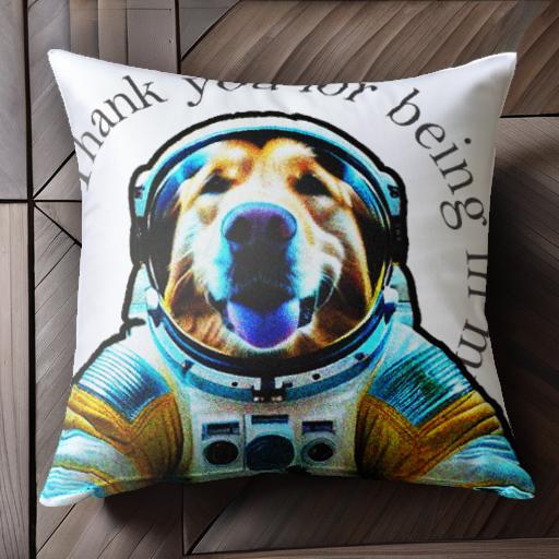 宇宙飛行士 ゴールデンレトリバー 感謝 ユーモア クッションカバー 45×45cm アニマル柄 おしゃれ 可愛い クッション本體付き 正方形