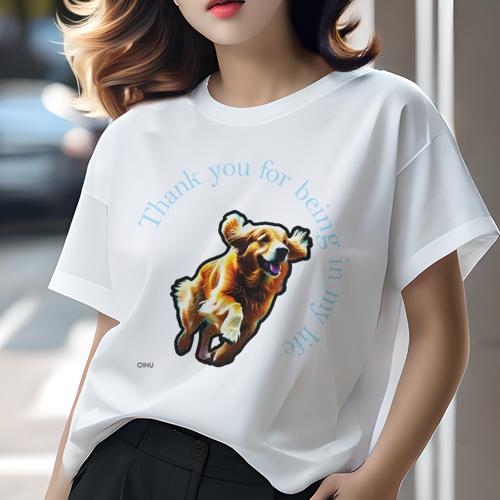 Tシャツ レディース 犬ファン 半袖 春夏 プリント カジュアル かわいい 人間用 フィットネス ありがとう ゴールデンレトリバー 人生の一部 感謝