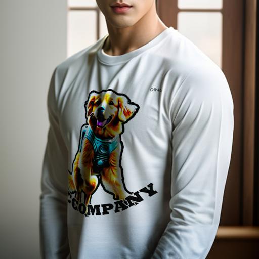 楽天フロントップ楽天市場店長袖Tシャツ 人間用 メンズ 秋春夏 プリント レジャー アウトドア カジュアル かわいい バックパック ゴールデンレトリバー 笑顔