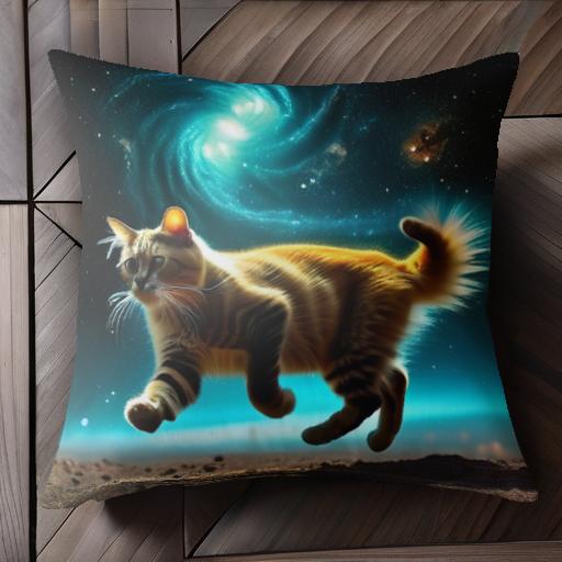 宇宙 銀河 星 猫 夜空 クッションカバー 45×45cm アニマル柄 おしゃれ 可愛い クッション本体付き 正方形