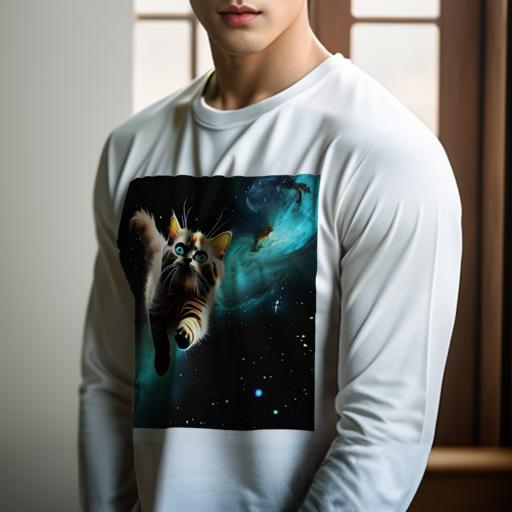 長袖Tシャツ 人間用 メンズ 秋春夏 プリント レジャー アウトドア カジュアル かわいい 宇宙 星 猫