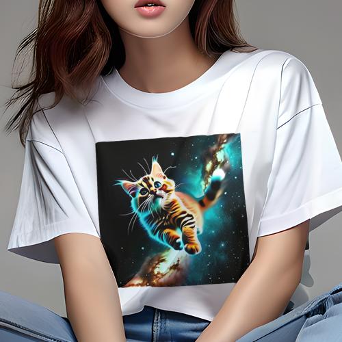 Tシャツ レディース 犬ファン 半袖 春夏 プリント カジュアル かわいい 人間用 フィットネス 宇宙 虹色..