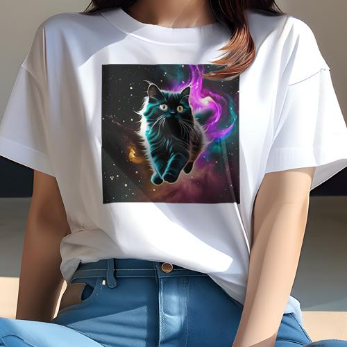Tシャツ レディース 犬ファン 半袖 春夏 プリント カジュアル かわいい 人間用 フィットネス 宇宙 ネコ 鮮やか 輝き 幻想的