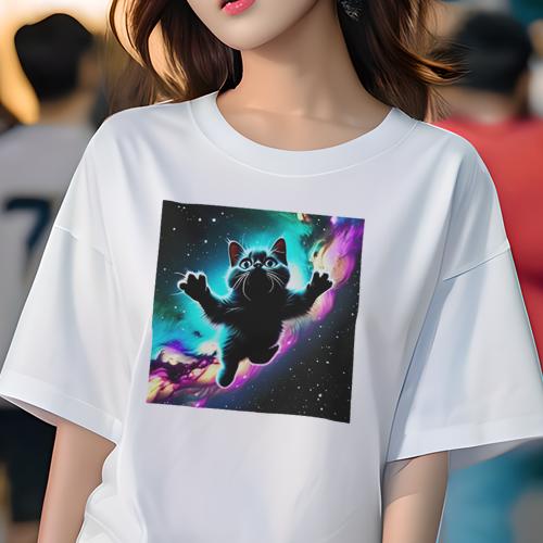 Tシャツ レディース 犬ファン 半袖 春夏 プリント カジュアル かわいい 人間用 フィットネス 猫 宇宙 カラフル 光
