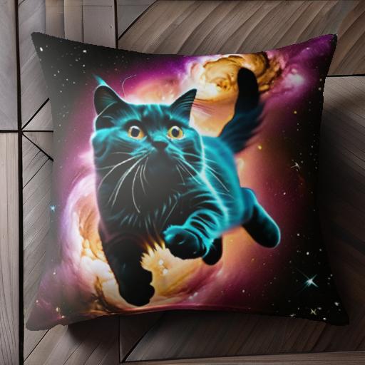 宇宙 猫 カラフル 幻想的 銀河 クッションカバー 45×45cm アニマル柄 おしゃれ 可愛い クッション本体..
