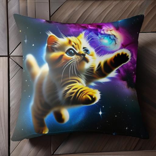 宇宙 猫 ジャンプ 銀河 スペース クッションカバー 45×45cm アニマル柄 おしゃれ 可愛い クッション本..