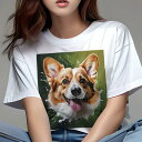 Tシャツ レディース 犬ファン 半袖 春夏 プリント カジュアル かわいい 人間用 フィットネス 抽象 コーギー 絵画 アート