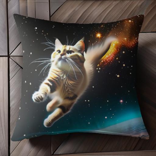 猫 その他 宇宙 星 惑星 ファンタジー クッションカバー 45×45cm アニマル柄 おしゃれ 可愛い クッショ..