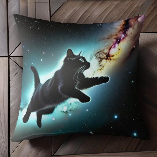 宇宙 猫 夢 星 スペース クッションカバー 45×45cm アニマル柄 おしゃれ 可愛い クッション本体付き 正方形