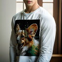 長袖Tシャツ 人間用 メンズ 秋春夏 プリント レジャー アウトドア カジュアル かわいい コーギー