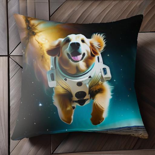宇宙 ゴールデンレトリバー 宇宙飛行士 宇宙背景 クッションカバー 45×45cm アニマル柄 おしゃれ 可愛..