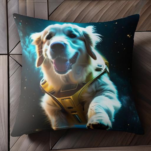 宇宙 ゴールデンレトリバー 犬 光 背景が星 宇宙服 クッションカバー 45×45cm アニマル柄 おしゃれ 可..