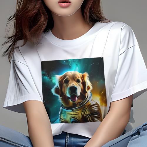 Tシャツ レディース 犬ファン 半袖 春夏 プリント カジュアル かわいい 人間用 フィットネス 宇宙 ゴールデンレトリバー 犬の宇宙飛行士 スペース 宇宙服 Tシャツ レディース 犬ファン 半袖 春夏 プリント カジュアル かわいい 人間用 フィットネス 宇宙 ゴールデンレトリバー 犬の宇宙飛行士 スペース 宇宙服