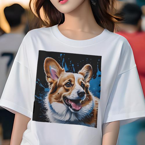 Tシャツ レディース 犬ファン 半袖 春夏 プリント カジュアル かわいい 人間用 フィットネス スプラッ..