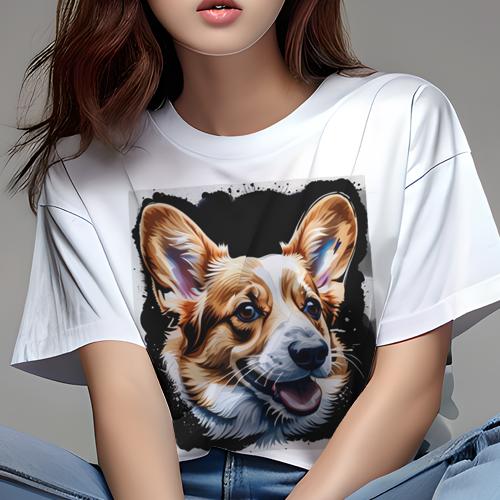 Tシャツ レディース 犬ファン 半袖 春夏 プリント カジュアル かわいい 人間用 フィットネス 黒い背景 コーギー ポップアート Tシャツ レディース 犬ファン 半袖 春夏 プリント カジュアル かわいい 人間用 フィットネス 黒い背景 コーギー ポップアート