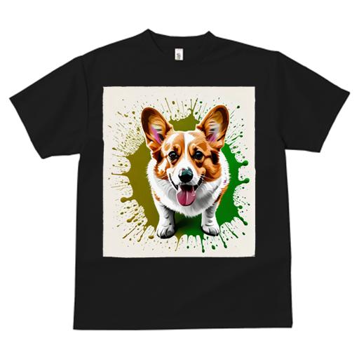 Tシャツ レディース 犬ファン 半袖 春夏 プリント カジュアル かわいい 人間用 フィットネス アート ウェルシュコーギー スプラッシュ 色彩