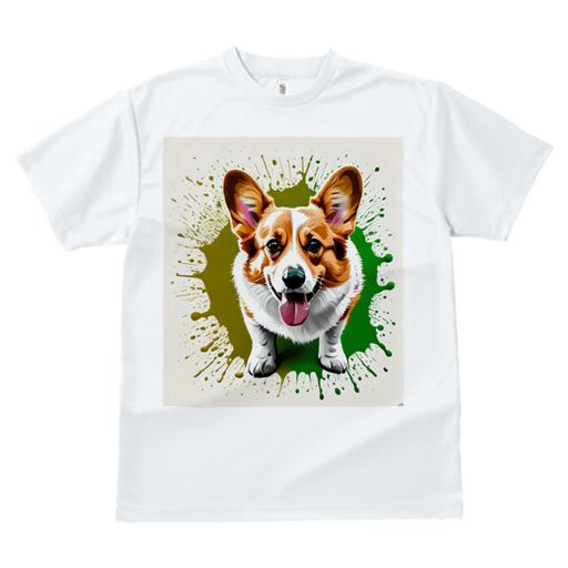 Tシャツ レディース 犬ファン 半袖 春夏 プリント カジュアル かわいい 人間用 フィットネス アート ウェルシュコーギー スプラッシュ 色彩
