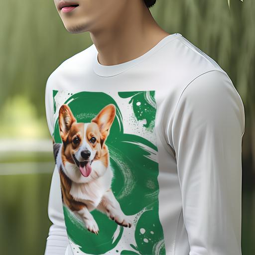 長袖Tシャツ 人間用 メンズ 秋春夏 プリント レジャー アウトドア カジュアル かわいい 緑の背景 コーギー アートスプラッシュ 長袖Tシャツ 人間用 メンズ 秋春夏 プリント レジャー アウトドア カジュアル かわいい 緑の背景 コーギー アートスプラッシュ
