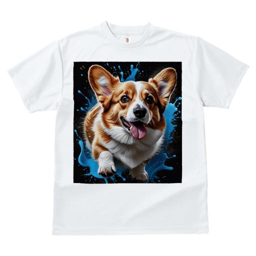 Tシャツ レディース 犬ファン 半袖 春夏 プリント カジュアル かわいい 人間用 フィットネス 水しぶき ウェルシュコーギーペンブローク スプラッシュ アート