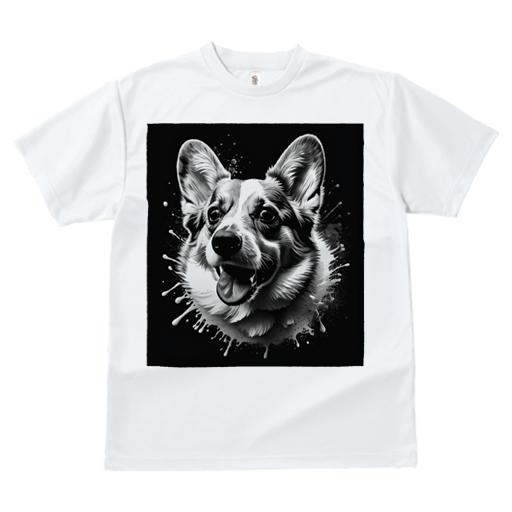 Tシャツ レディース 犬ファン 半袖 春夏 プリント カジュアル かわいい 人間用 フィットネス スプラッシュ ウェルシュコーギーペンブローク 芸術 白黒 イラスト