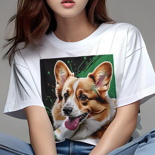 Tシャツ レディース 犬ファン 半袖 春夏 プリント カジュアル かわいい 人間用 フィットネス 色彩 コー..