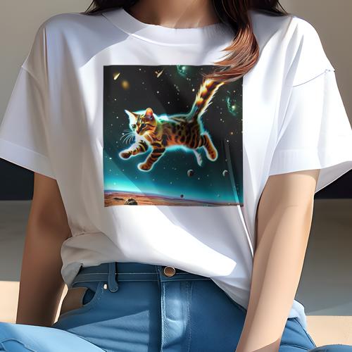 Tシャツ レディース 犬ファン 半袖 春夏 プリント カジュアル かわいい 人間用 フィットネス 宇宙 猫 惑星 光