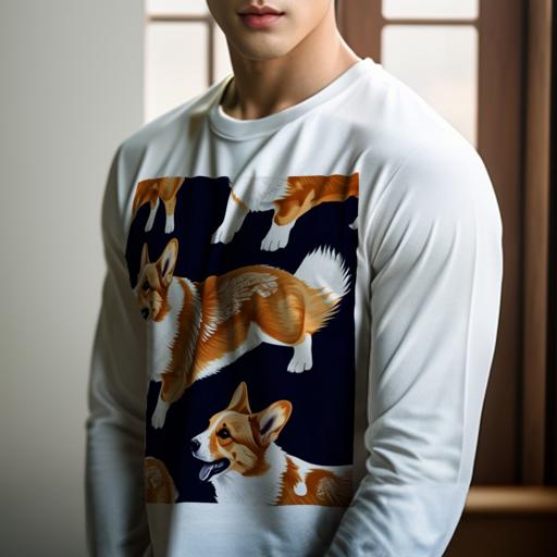 長袖Tシャツ 人間用 メンズ 秋春夏 プリント レジャー アウトドア カジュアル かわいい コーギー