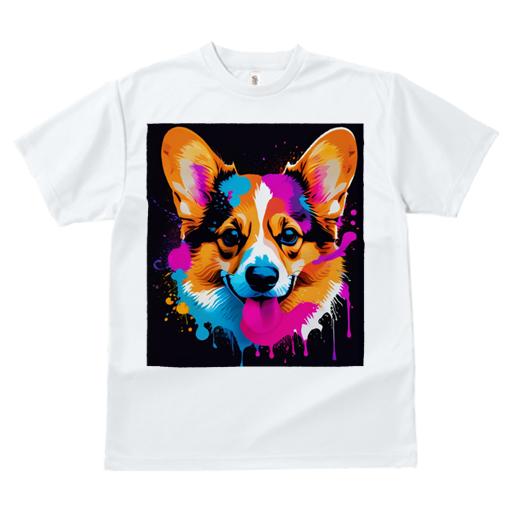Tシャツ レディース 犬ファン 半袖 春夏 プリント カジュアル かわいい 人間用 フィットネス カラフル コーギー ポップアート アート ペイント