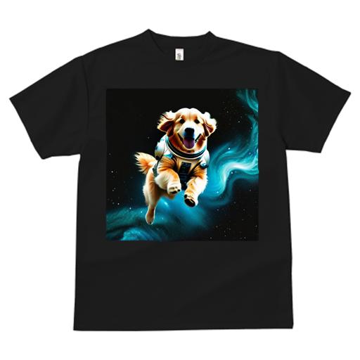 Tシャツ レディース 犬ファン 半袖 春夏 プリント カジュアル かわいい 人間用 フィットネス 宇宙 ゴールデンレトリバー スペーススーツ 犬 銀河