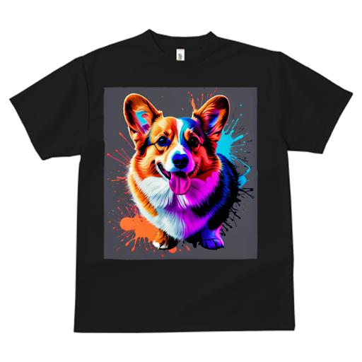 Tシャツ レディース 犬ファン 半袖 春夏 プリント カジュアル かわいい 人間用 フィットネス アート コーギー カラフル スプラッシュ