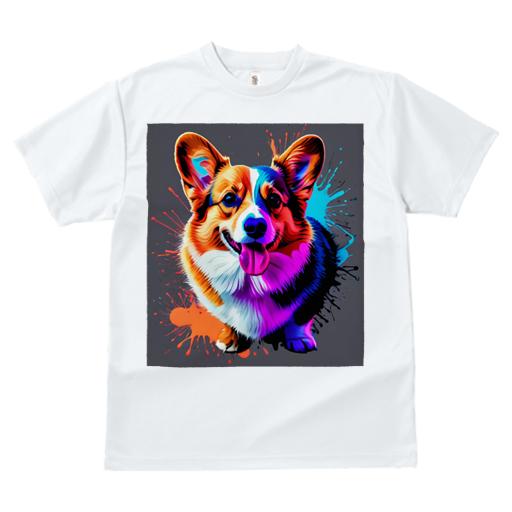 Tシャツ レディース 犬ファン 半袖 春夏 プリント カジュアル かわいい 人間用 フィットネス アート コーギー カラフル スプラッシュ