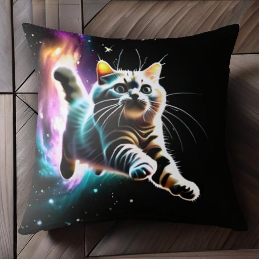 宇宙 その他 銀河 星 猫 銀河の背景 クッションカバー 45×45cm アニマル柄 おしゃれ 可愛い クッション本体付き 正方形